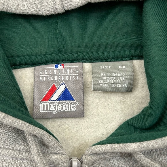 Oakland Athletics A’s MLB Majestic Big & Tall Full Zip Gray Sweatshirt Men’s - Picture 5 of 13